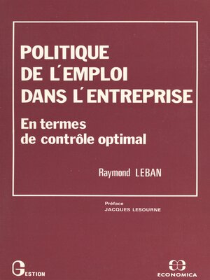 cover image of Politique de l'emploi dans l'entreprise